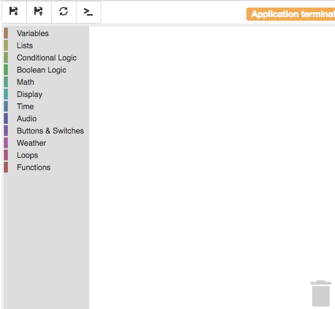 Screenshot of a blank IDE
