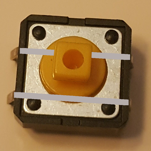 X-ray view of the top of the button