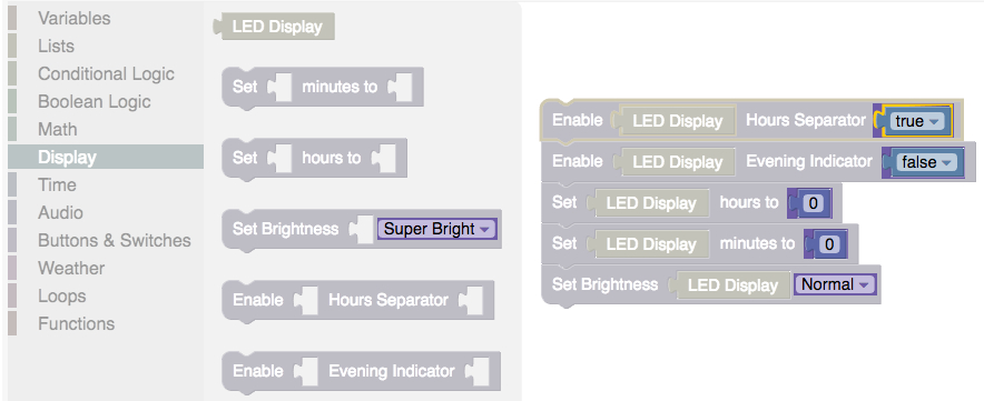 Values within our blocks IDE