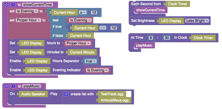 Clock function to play music